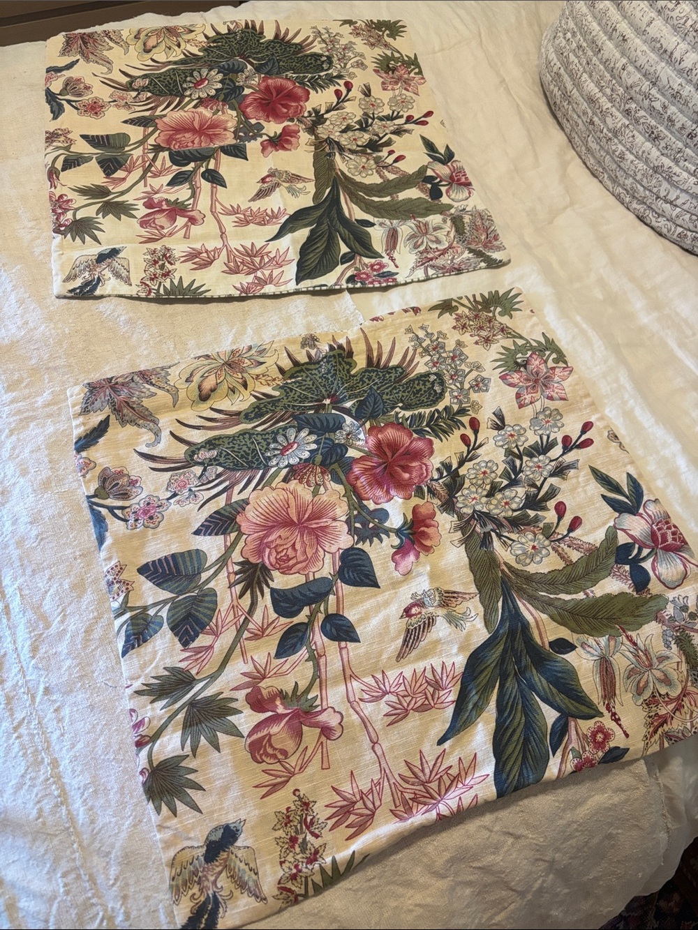 22x22 pottery barn rose floral stripe reversible pillow cover set